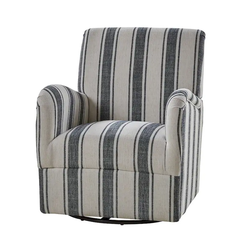 Pancy Traditional Swivel Armchair with Jacobean Strip Pattern by