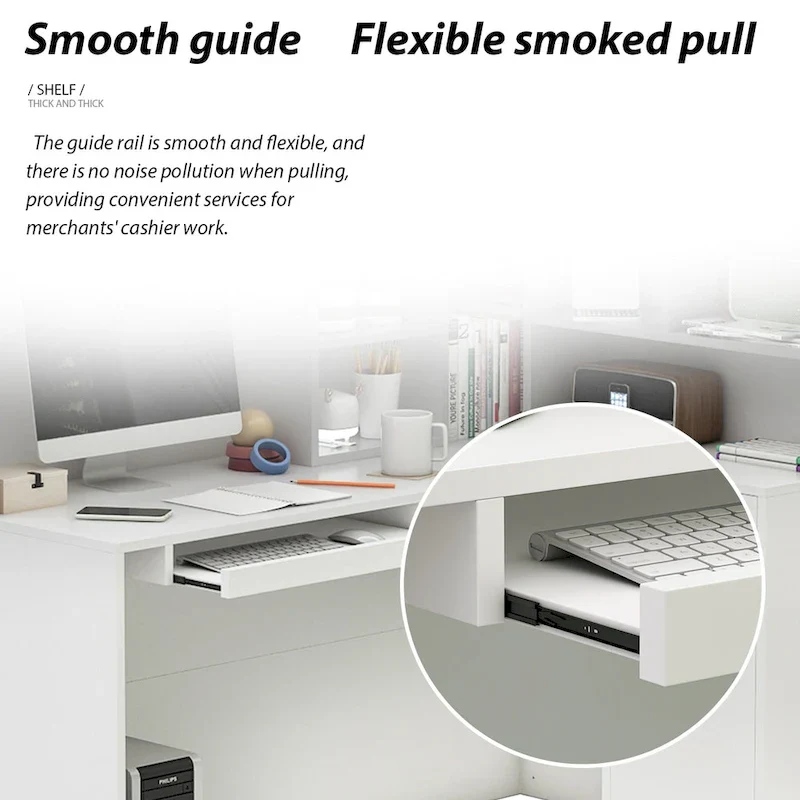 Timechee 55.9W 48.4H L-Shape Wood Reception Desk Drawer With Lock