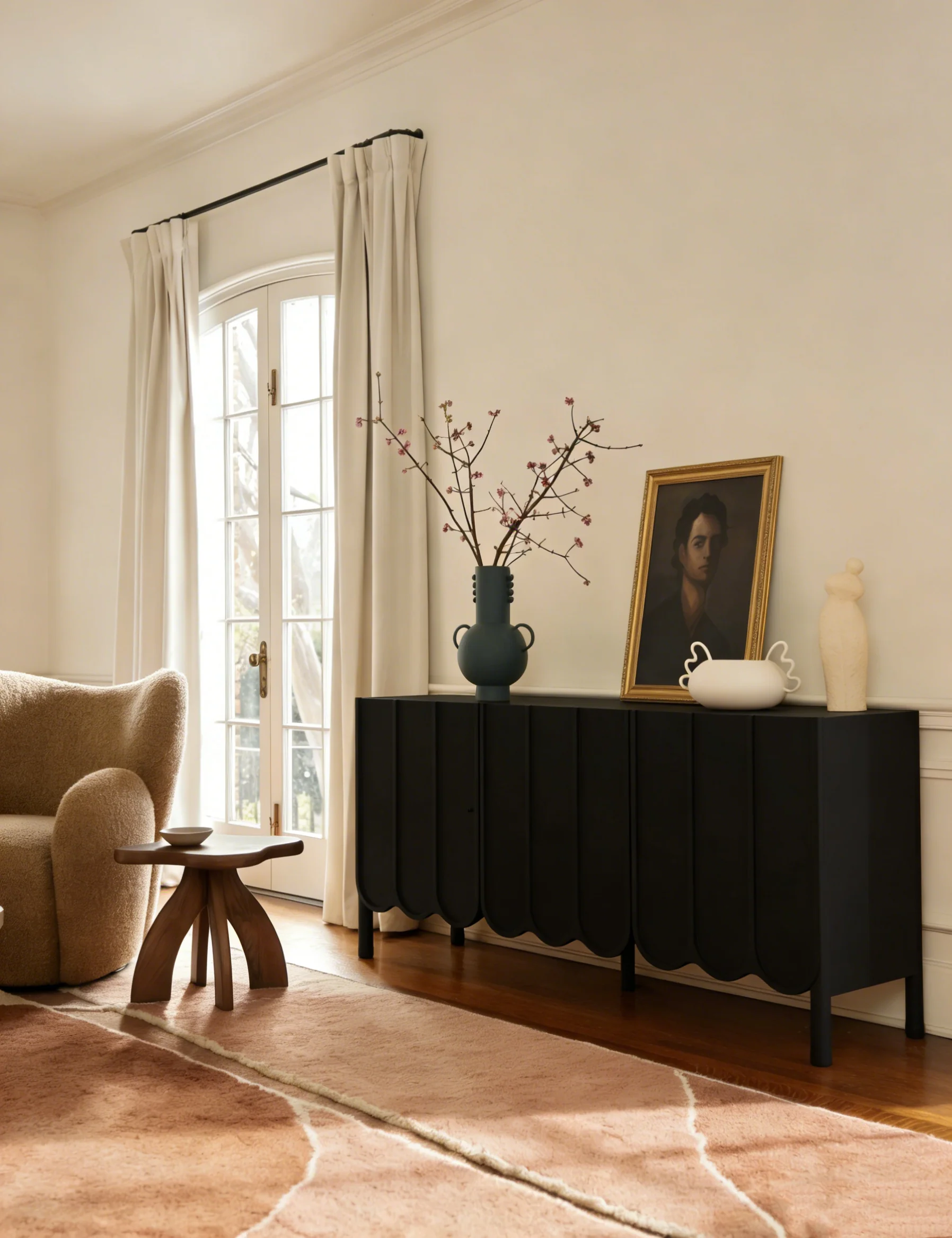 White Shoe Cabinet with Wave Pattern Doors - 31.5