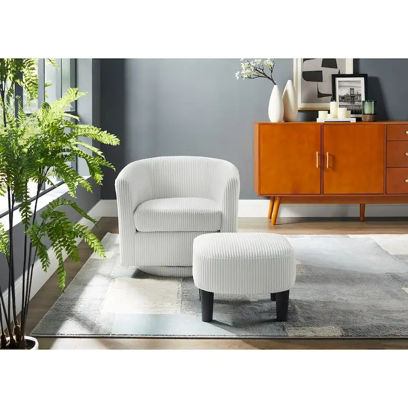 Swivel Accent Single Sofa Chair with Ottoman