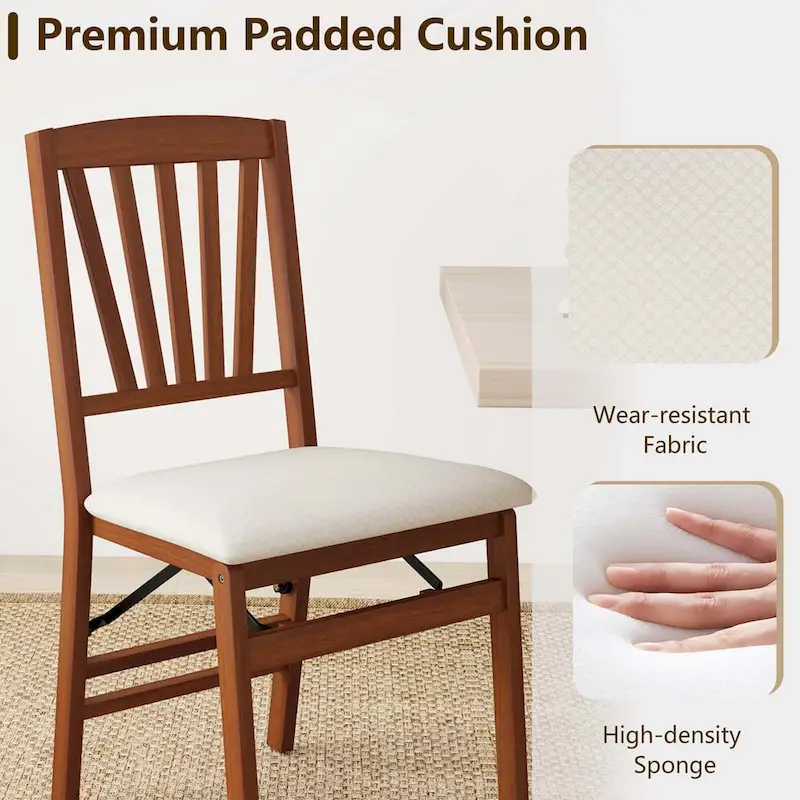 Costway 2/4 Set Kitchen Chairs with Rubber Wood Frame Upholstered Seat