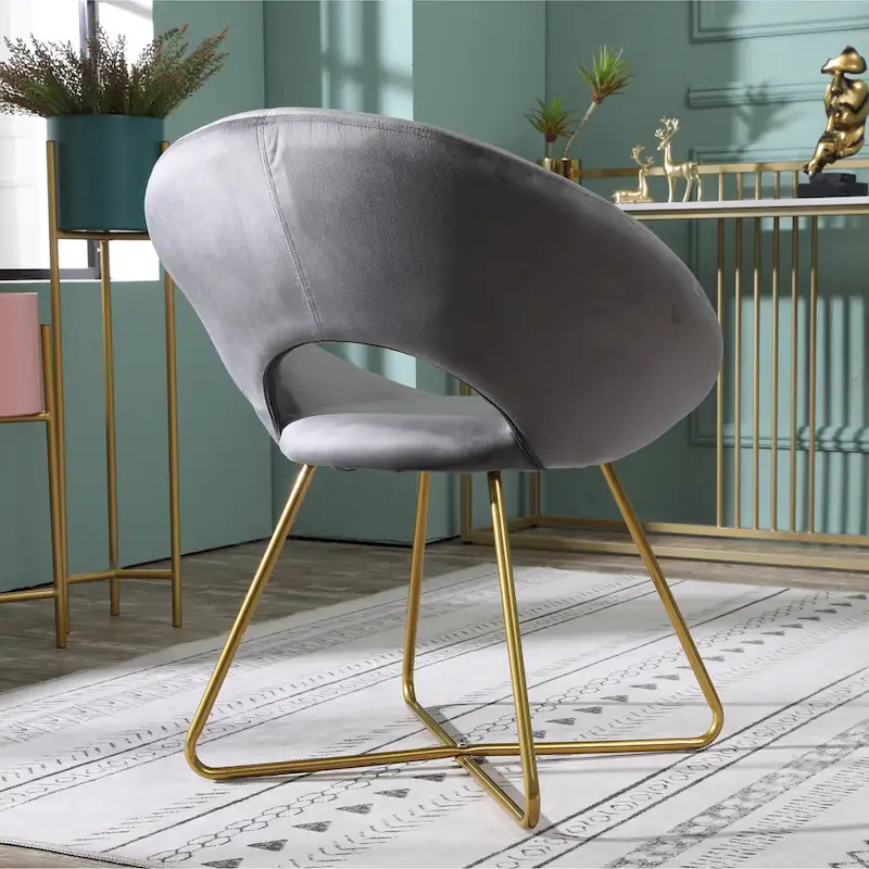 28 Polyester Upholstered Accent Chair with Gold Base