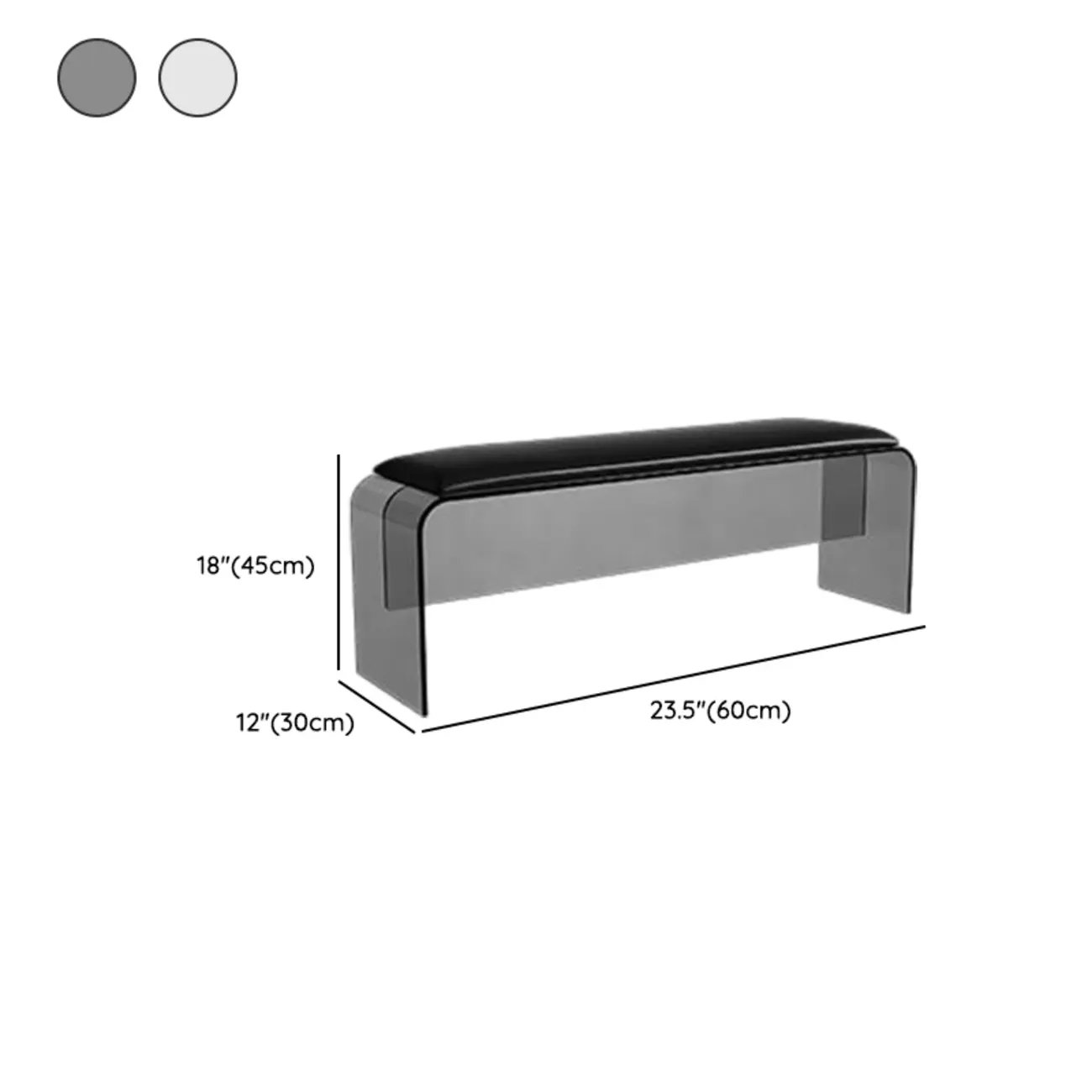 Acrylic Black Upholstered Bedroom Bench