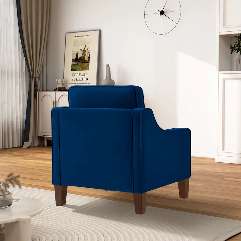 Modern Velvet Upholstered Accent Chair Single Sofa Armchair
