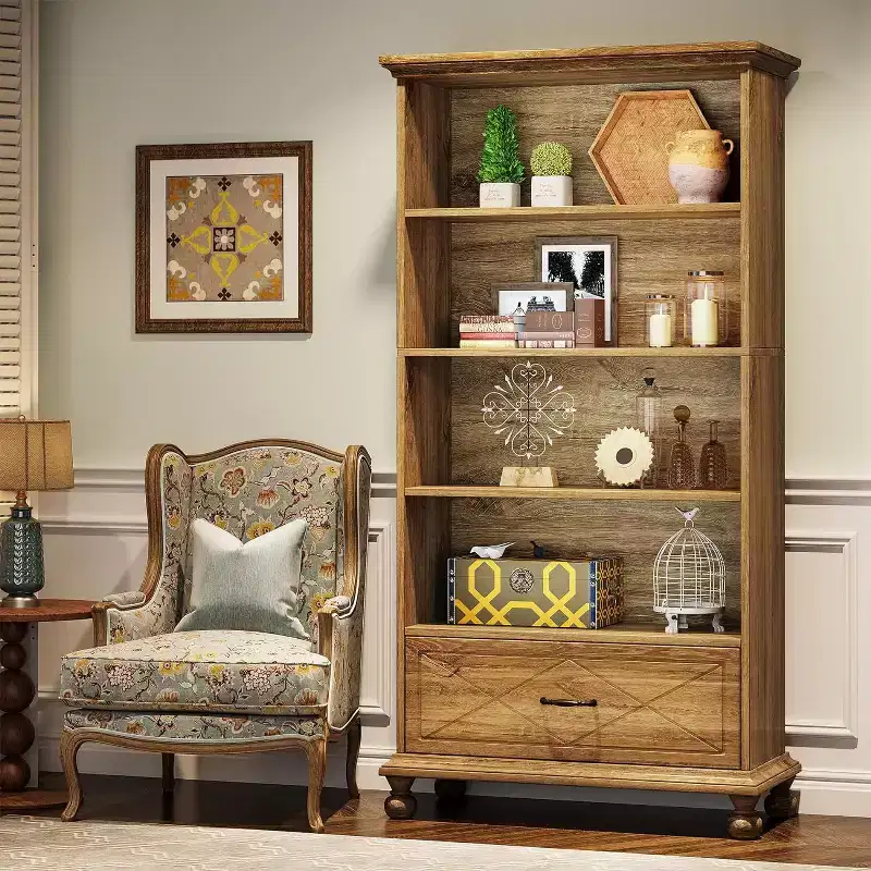 Tribesigns 6-Tier Bookshelf with Drawer, 70.9 Freestanding Bookcase, Open Book Display Rack