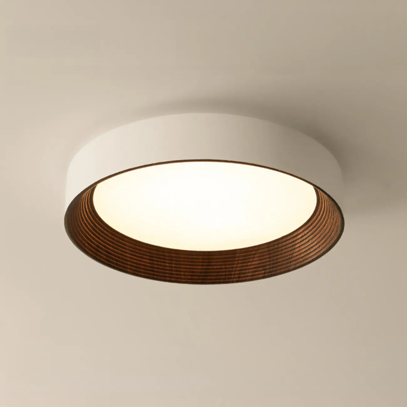 Walnut Round Flush Mount Ceiling Light