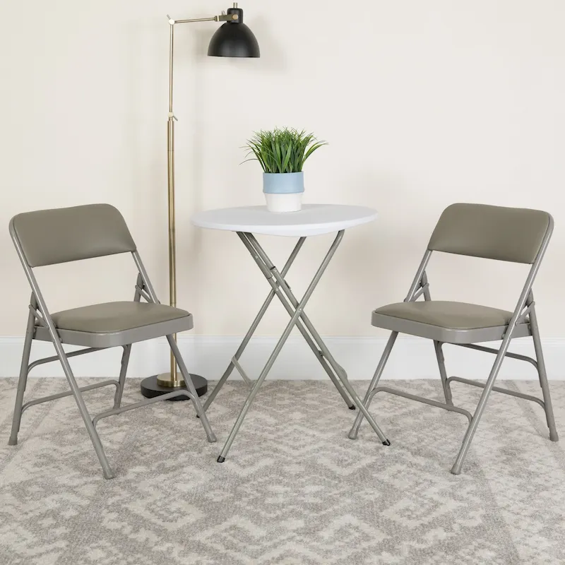 Set of 2 Metal Folding Chairs with Padded Seats