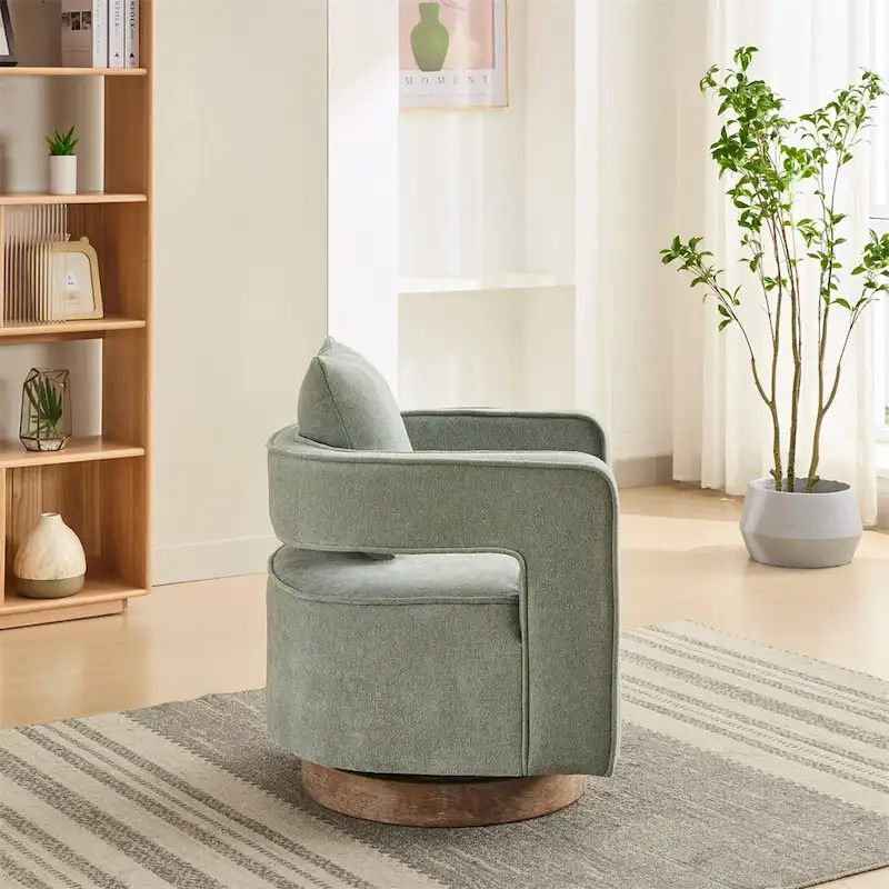 29.1  Swivel Accent Chair with Weathered Wood Base