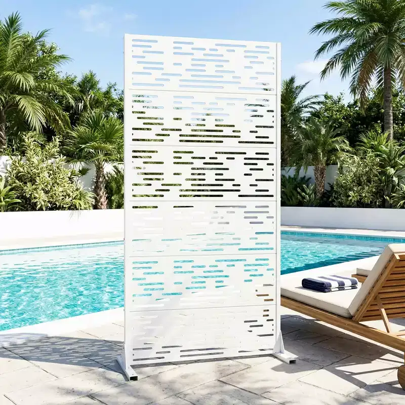 MAYEERTY 72x35 White Outdoor Natural Privacy Panel Screen, 6 Piece Set Natural Folding Divider for Backyard and Garden