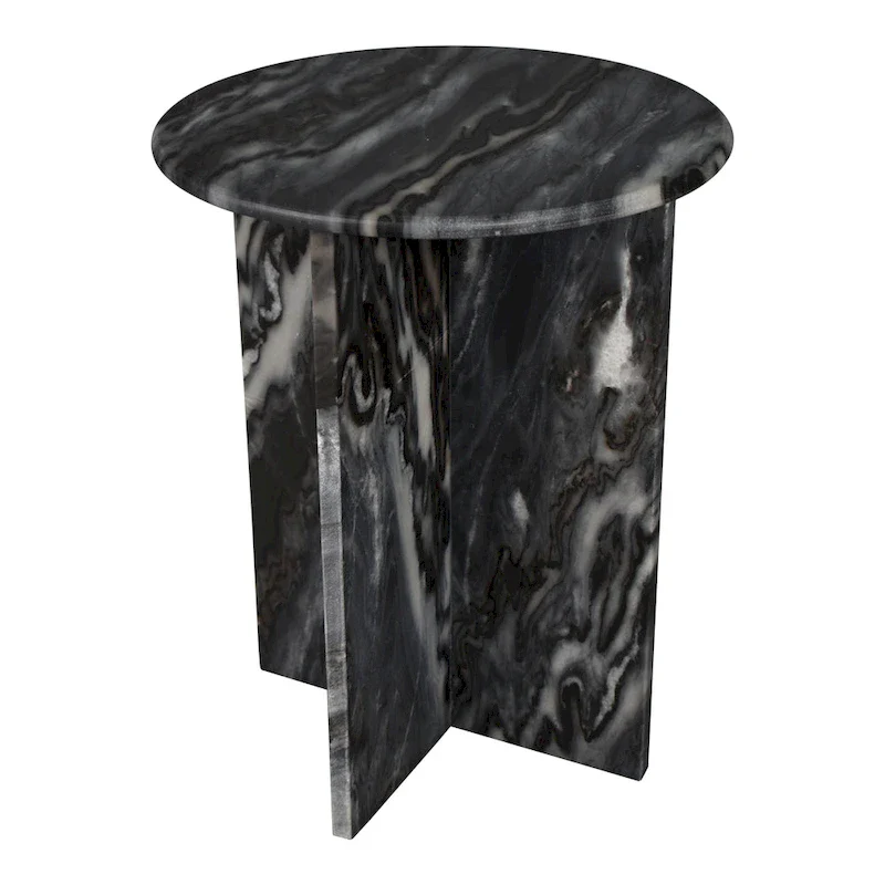 Cecil 17.75 Contemporary Natural Marble Handmade X-Shaped End Table, by JONATHAN Y.