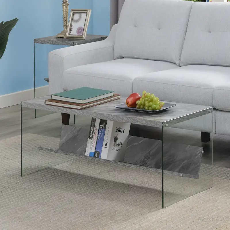 Convenience Concepts SoHo Glass Coffee Table with Shelf
