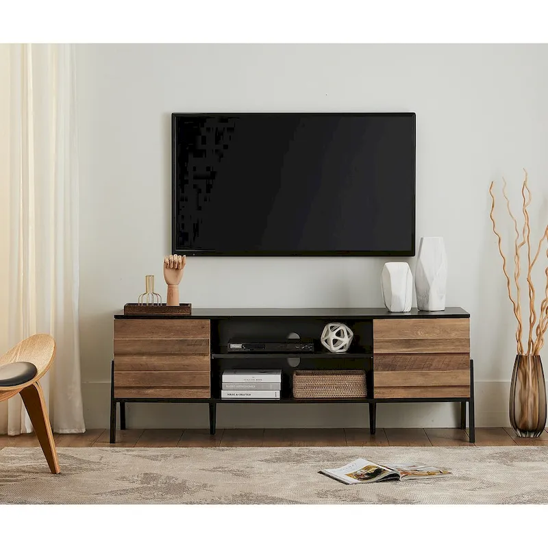Mid-Century Modern TV Stand for up to 65 Flat Screen, Wood, 59