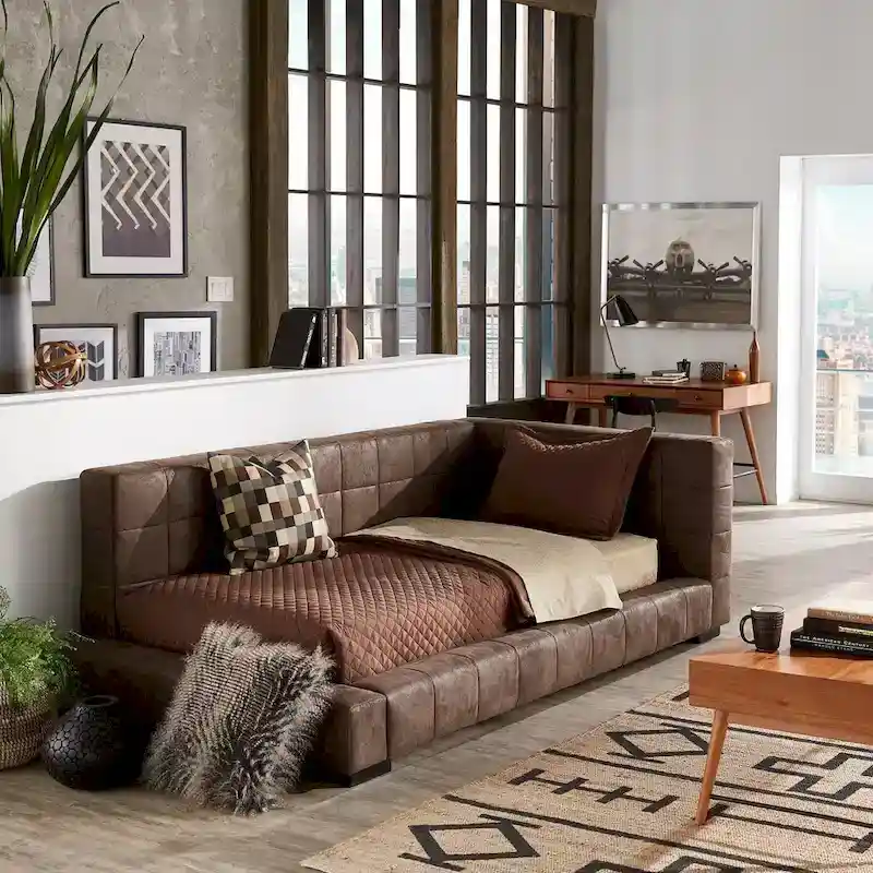 Brown Microfiber Twin Size Lounger