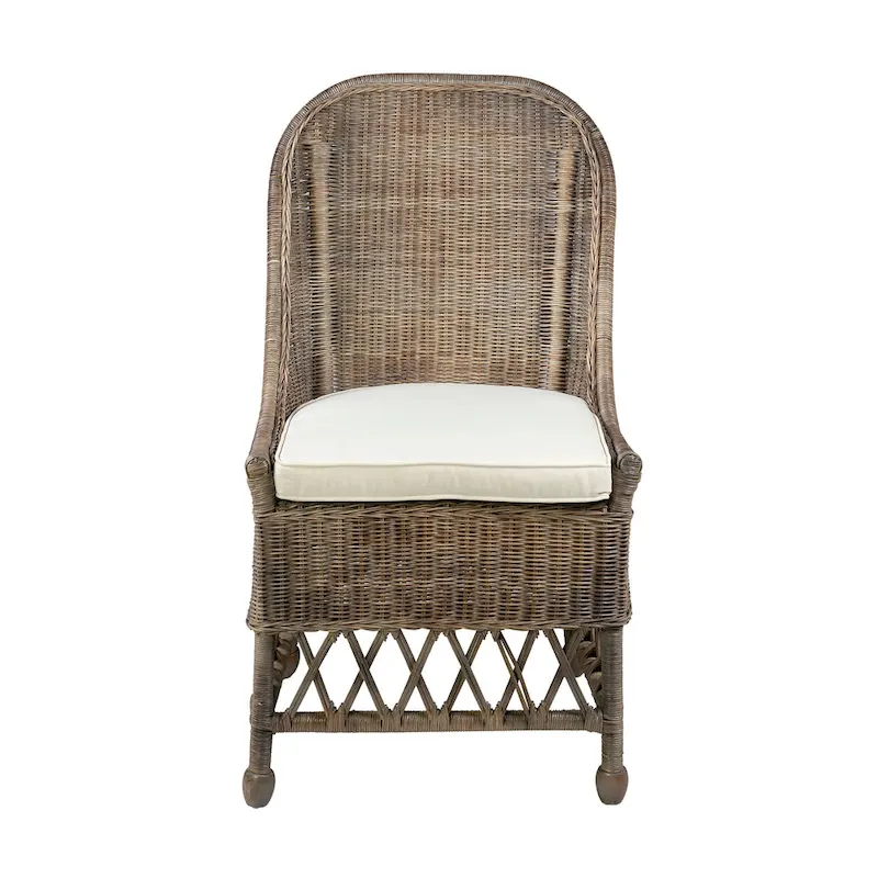 Natural Woven Rattan Dining Chair with Cushion