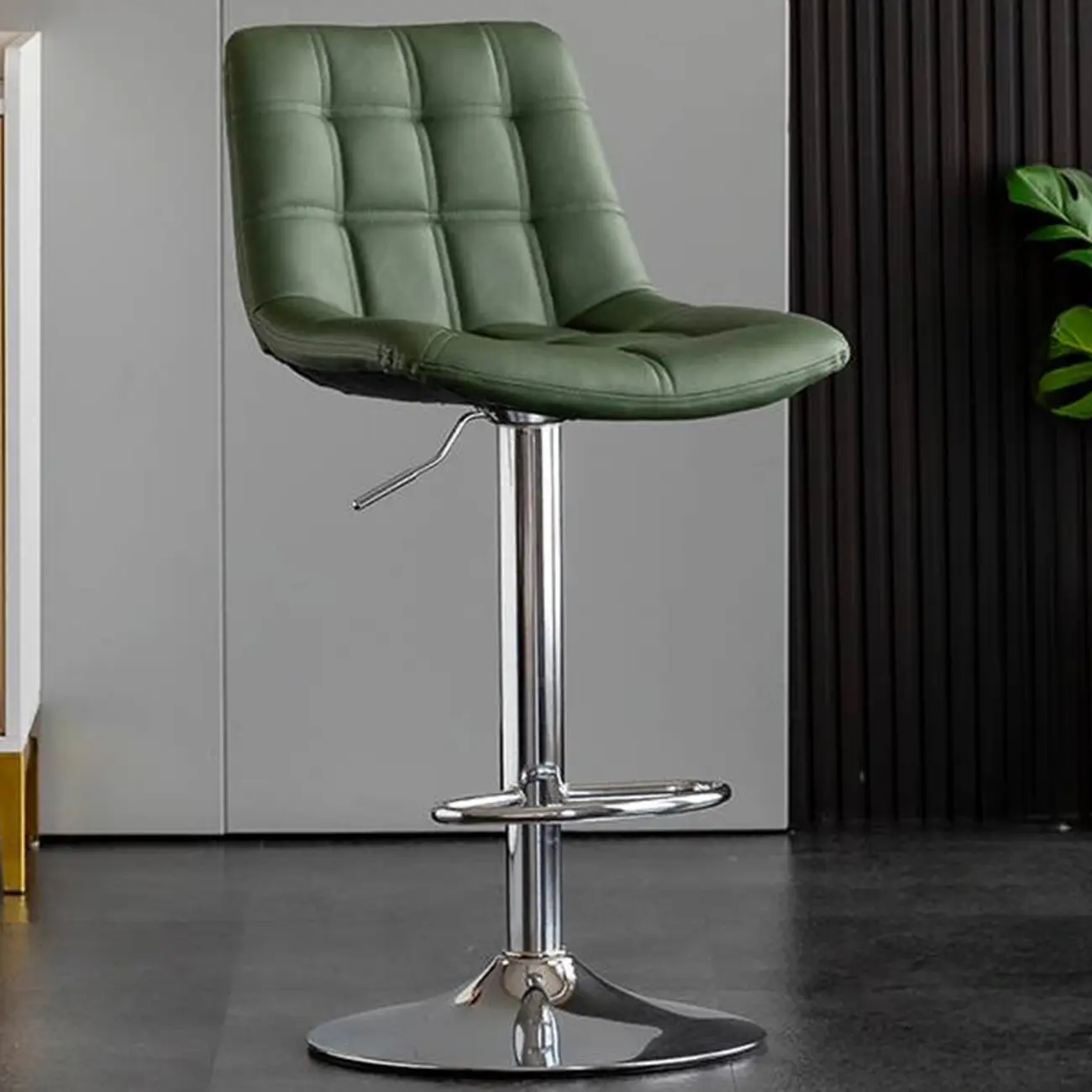 Glam Faux Leather Swivel Adjustable Bar Stools