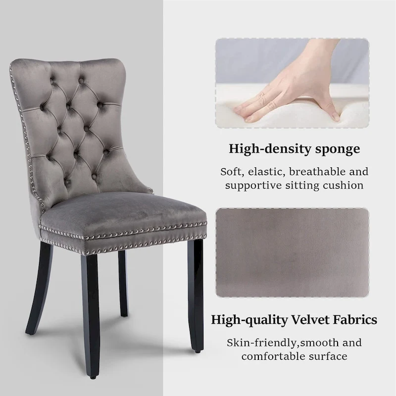 Modern Tufted Velvet Side Dining Chairs (Set of 4)