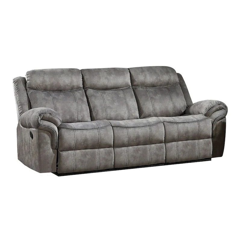 HomeRoots 87 Gray Velvet Reclining USB Sofa With Black Legs - 87