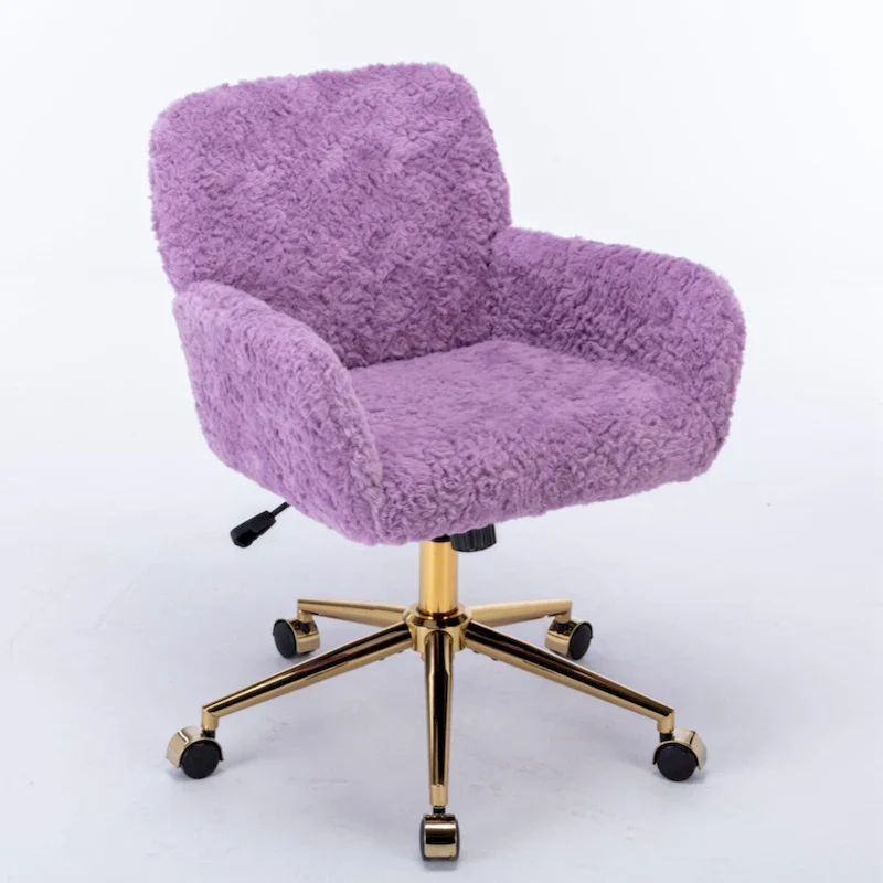 Furniture Office Chair,Artificial rabbit hair Home Office Chair with Golden Metal Base