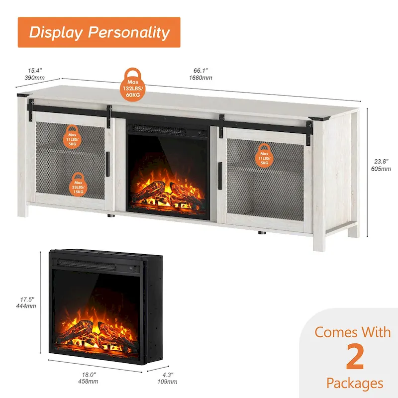 WAMPAT 36 inch 3 Sided Glass Electric Fireplace InsertBlack