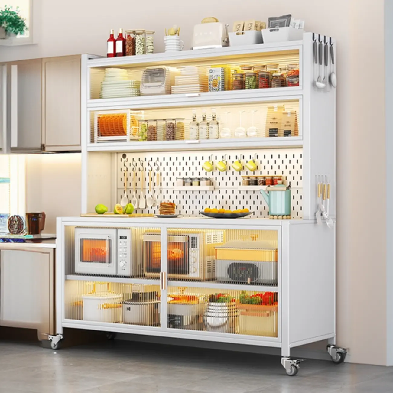 Modern Metal Adjustable Shelving Narrow Sideboard