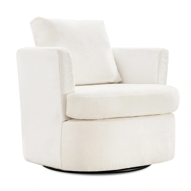 LUE BONA Modern Chenille Upholstered Swivel Accent Barrel Chair Set Modern Swivel Armchair for Living Room