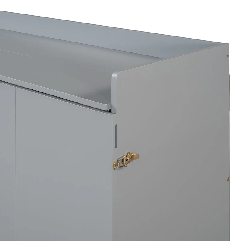 Queen Murphy Bed with Cabinet - White/Gray/Blue