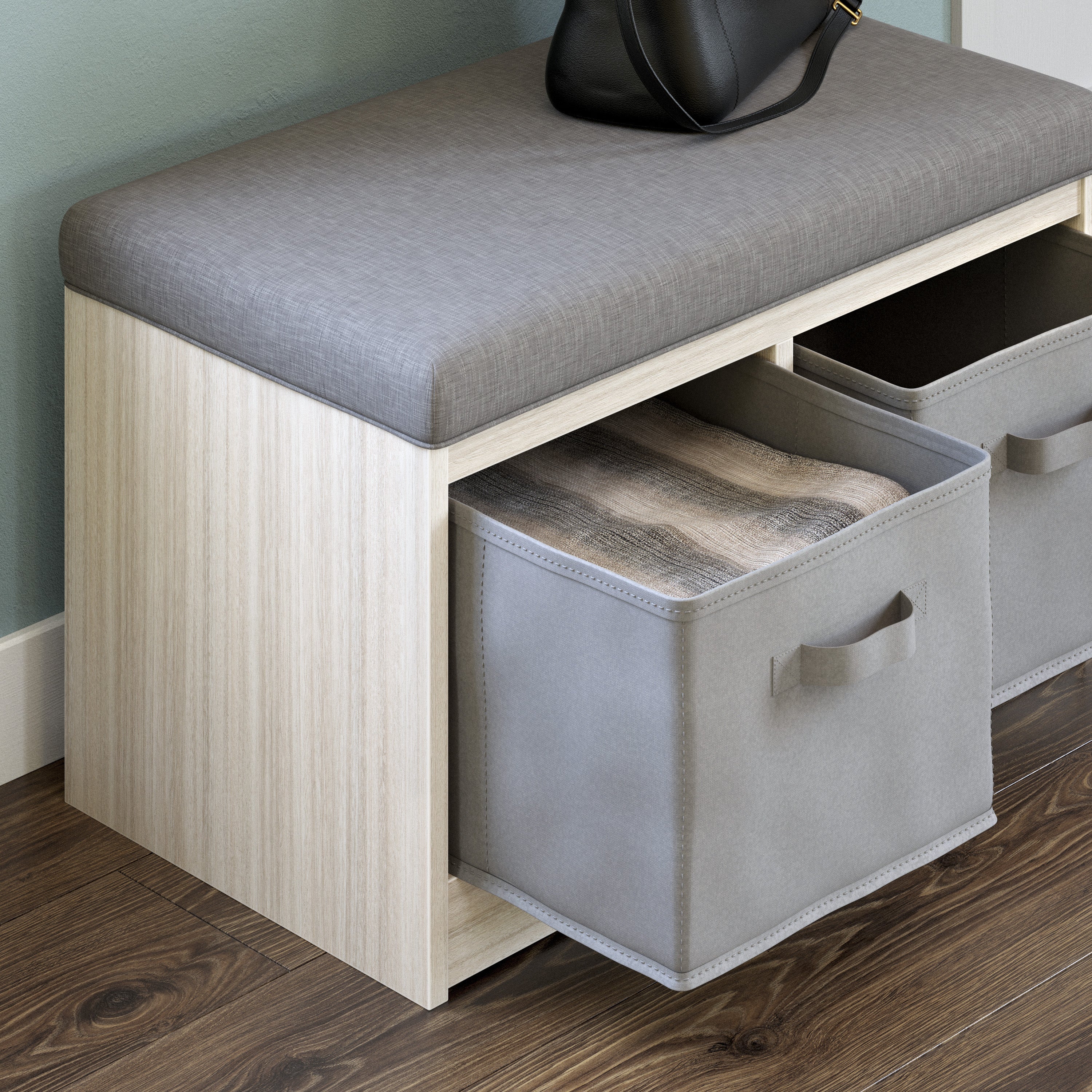 Grey Storage Bench with Removable Cubbies