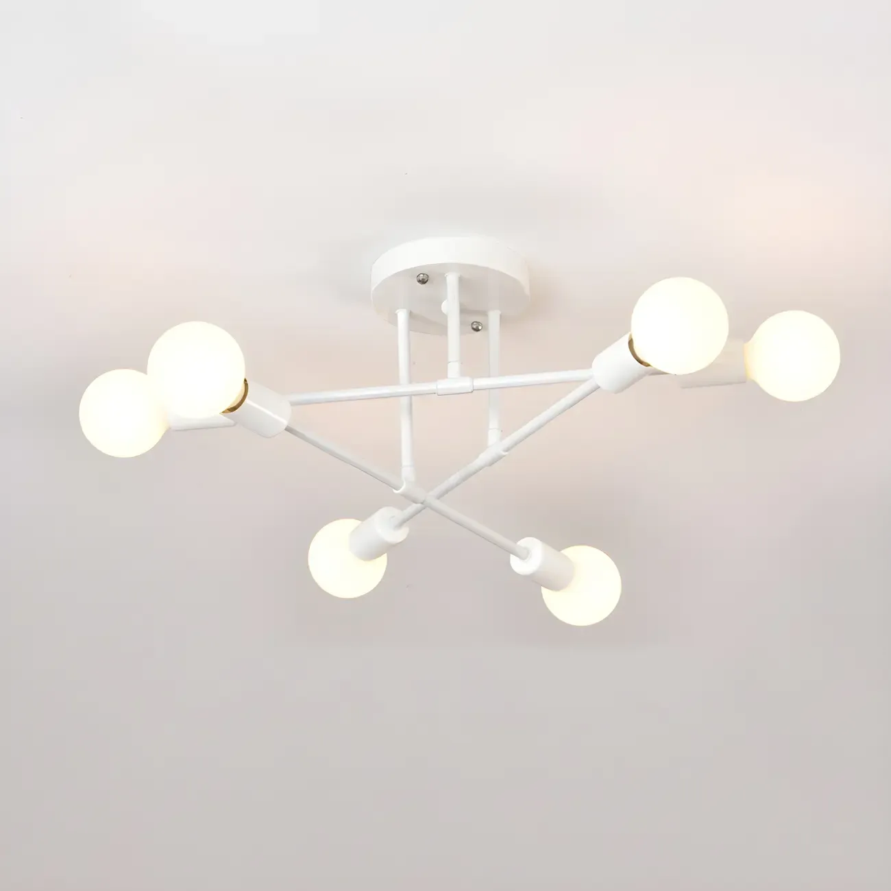 Industrial Linear Sputnik Semi Flush LED Ceiling Light