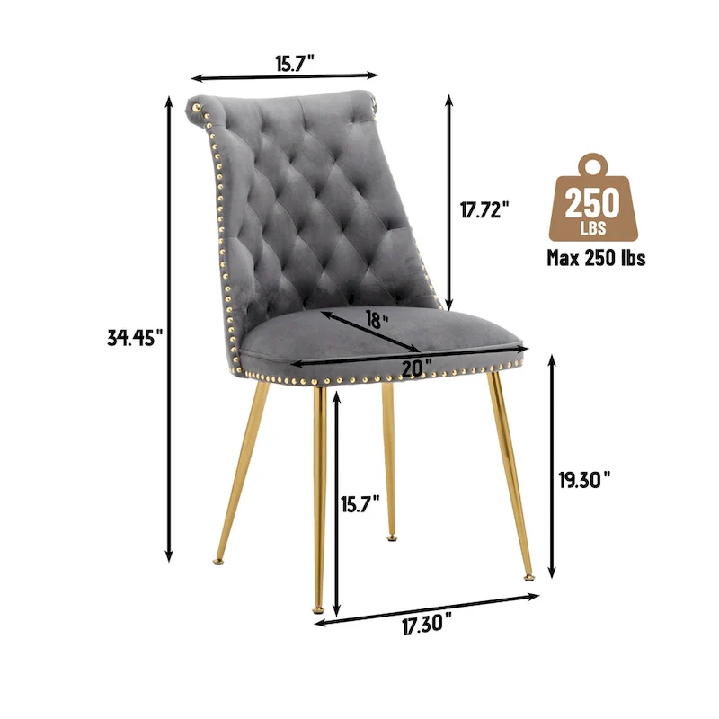 Clihome Modern Velvet Upholstered Featured Dining Chairs (Set of 2)