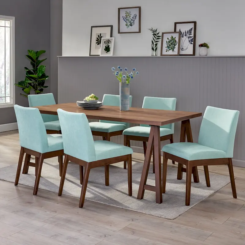 Kwame Mid-Century Modern 7 Piece Dining Set by