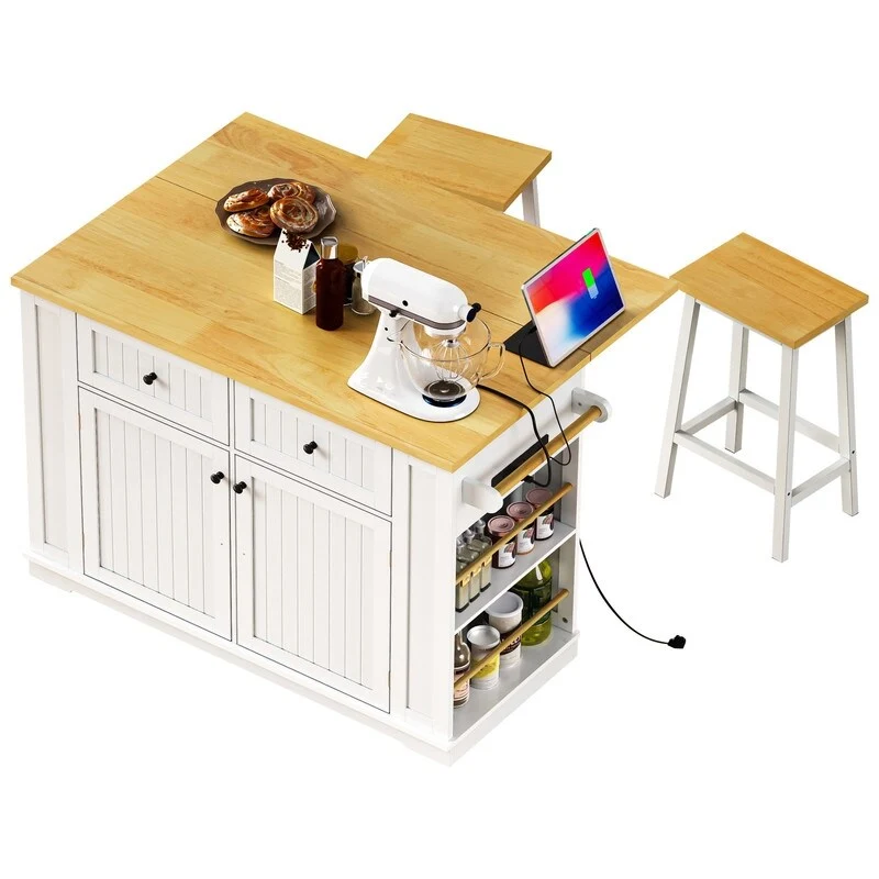 Frost 53inch Large Kitchen Island with Drop Leaf