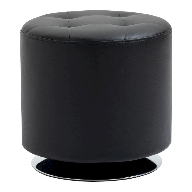 HOMCOM 360-deg Swivel Foot Stool Round PU Ottoman with Thick Sponge Padding and Solid Steel Base