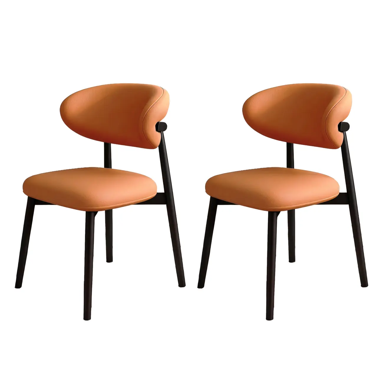 Modern Leather Wood Dining Chair Set of 2