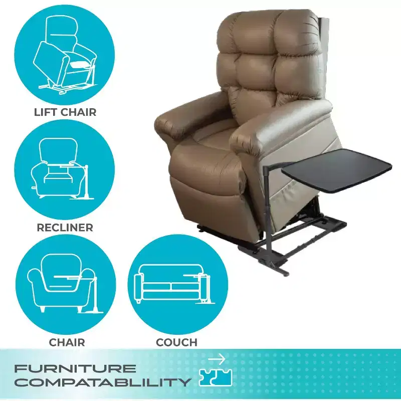 Stander Wonder Tray, Adjustable Swivel TV Tray & Laptop Desk with Cupholder & Laptop Wedges, XL, Black