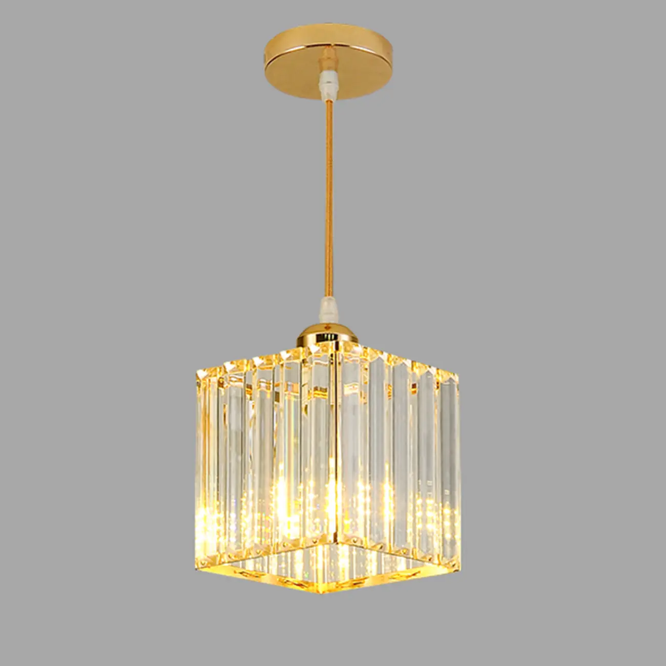 Art Deco Gold Metal Crystal Geometric Pendant Light