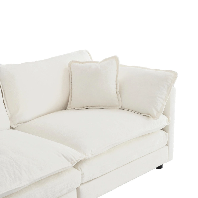 4-Piece Modular Chenille Upholstered Sleeper Sectional Sofa Bed with Ottoman