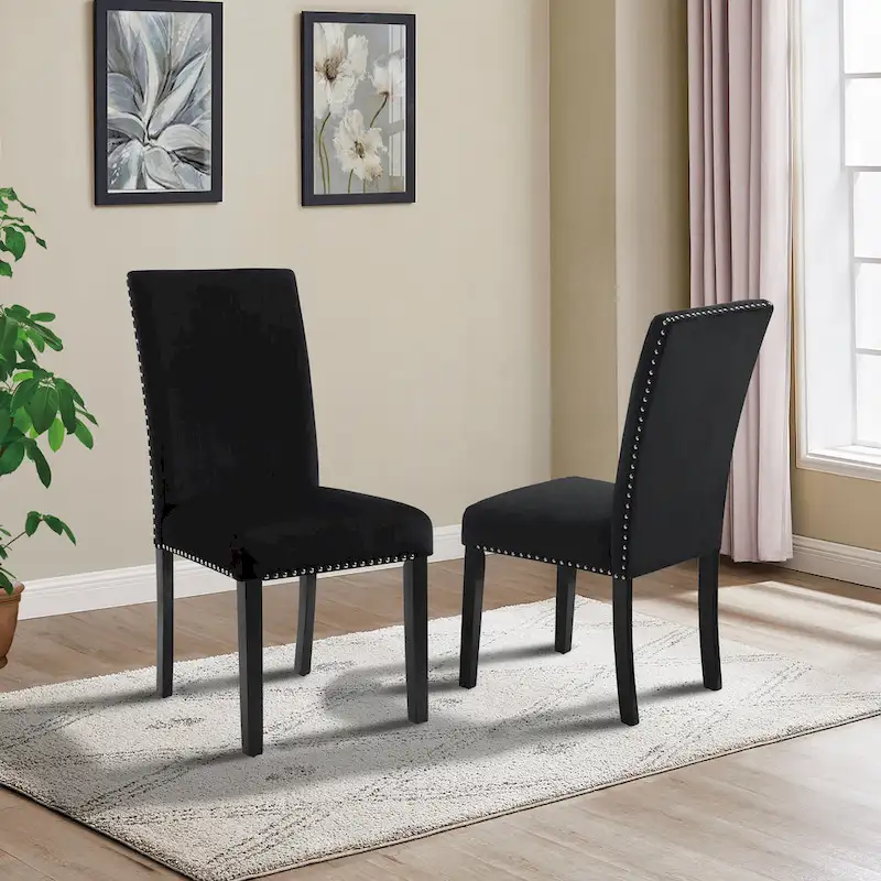 Cobre Contemporary Velvet Dining Chair with Nailhead Trim, Set of 2