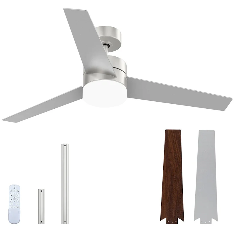 Modern Ceiling Fan with Adjustable LED Light and Remote Control, with 3 Blades - 52