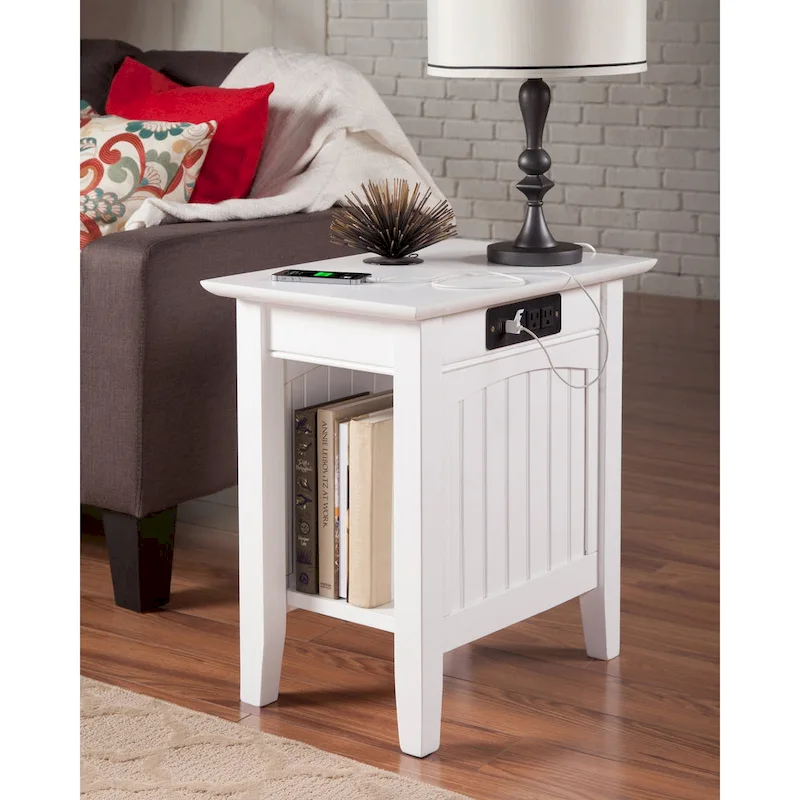 AFI Nantucket Chair Side Table with Built-in Charger