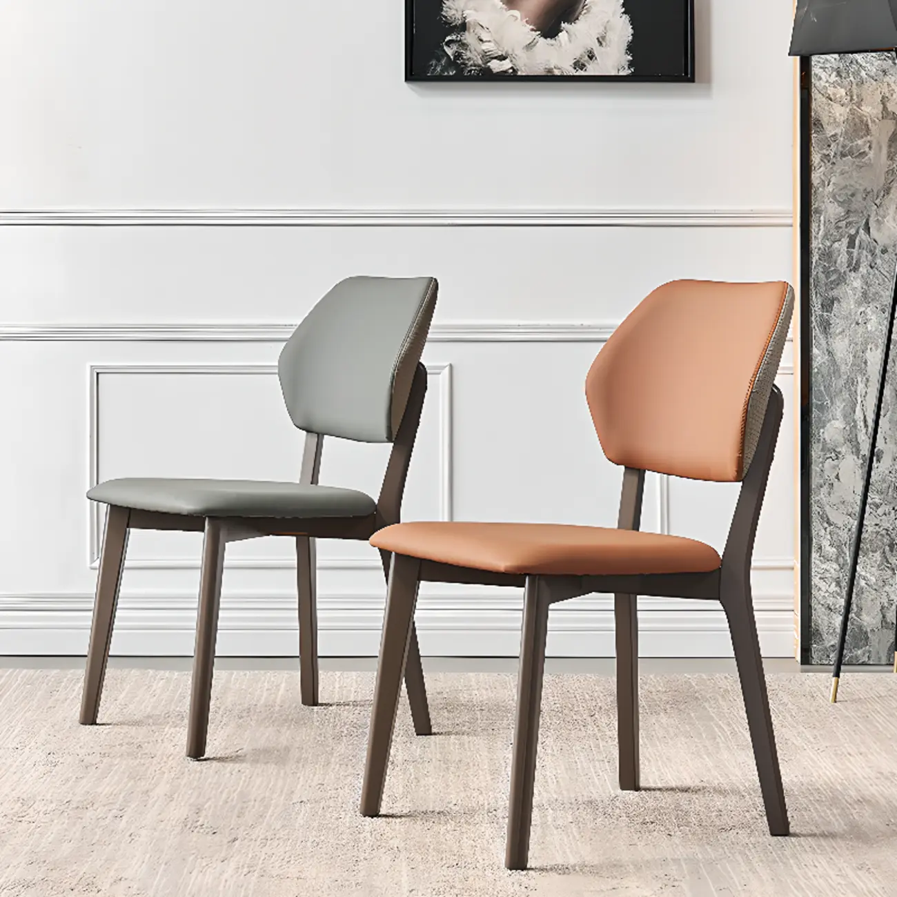 Modern Upholstered Dining Chair with Metal Legs