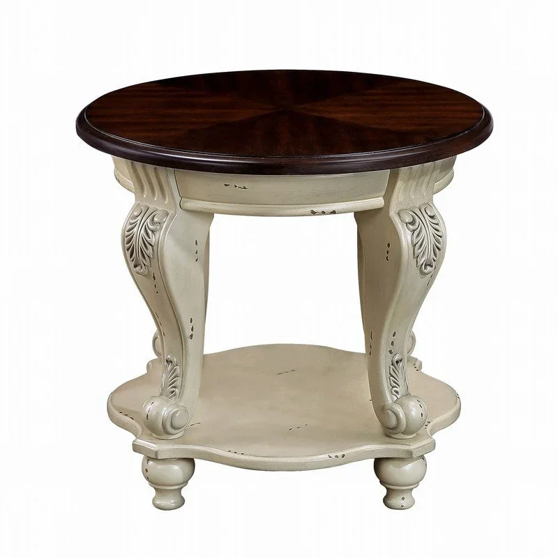 22-Inch Round End Table with Lower Shelf
