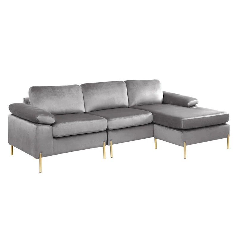Shannon Velvet Sectional Sofa with Chaise