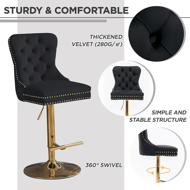 Modern Upholstered Adjusatble Thick Swivel Counter Barstools