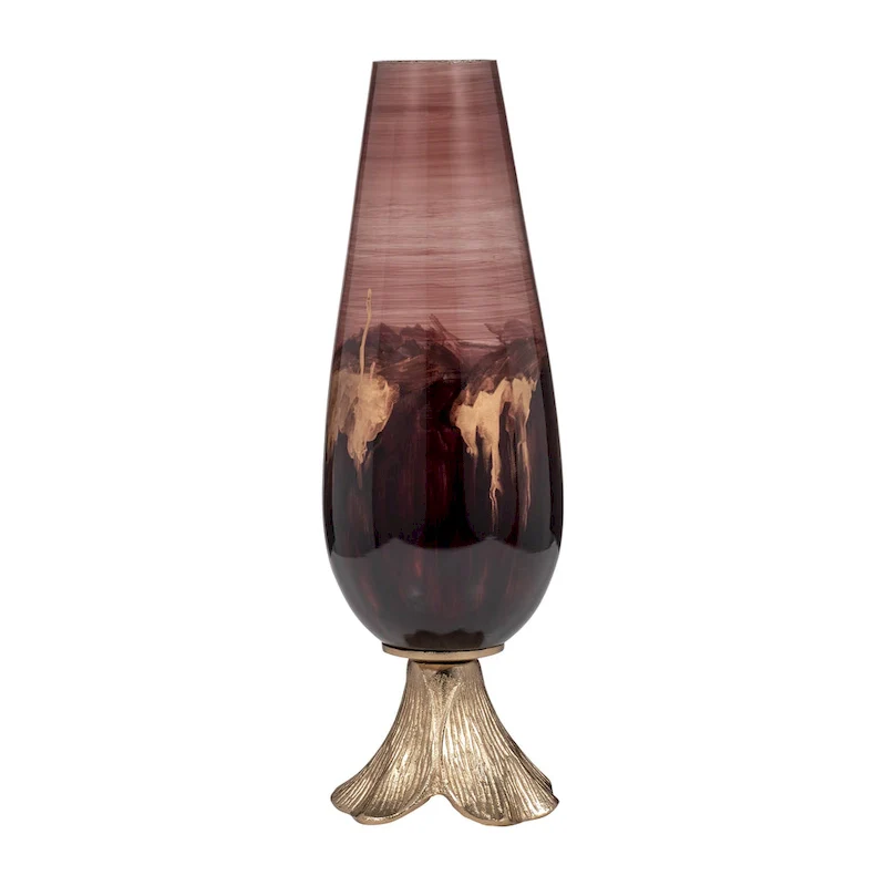 Sagebrook Home Abstract Glass Vase with Gold Accents