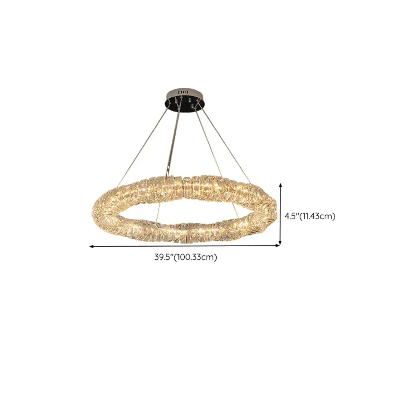 Gold Crystal Ring Glass Modern Linear Chandelier Light