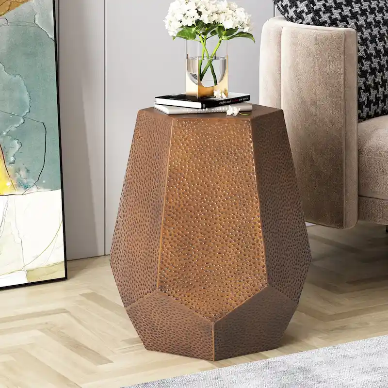 Pamsha Hammered Iron Geometric Side Table by Christopher Knight Home
