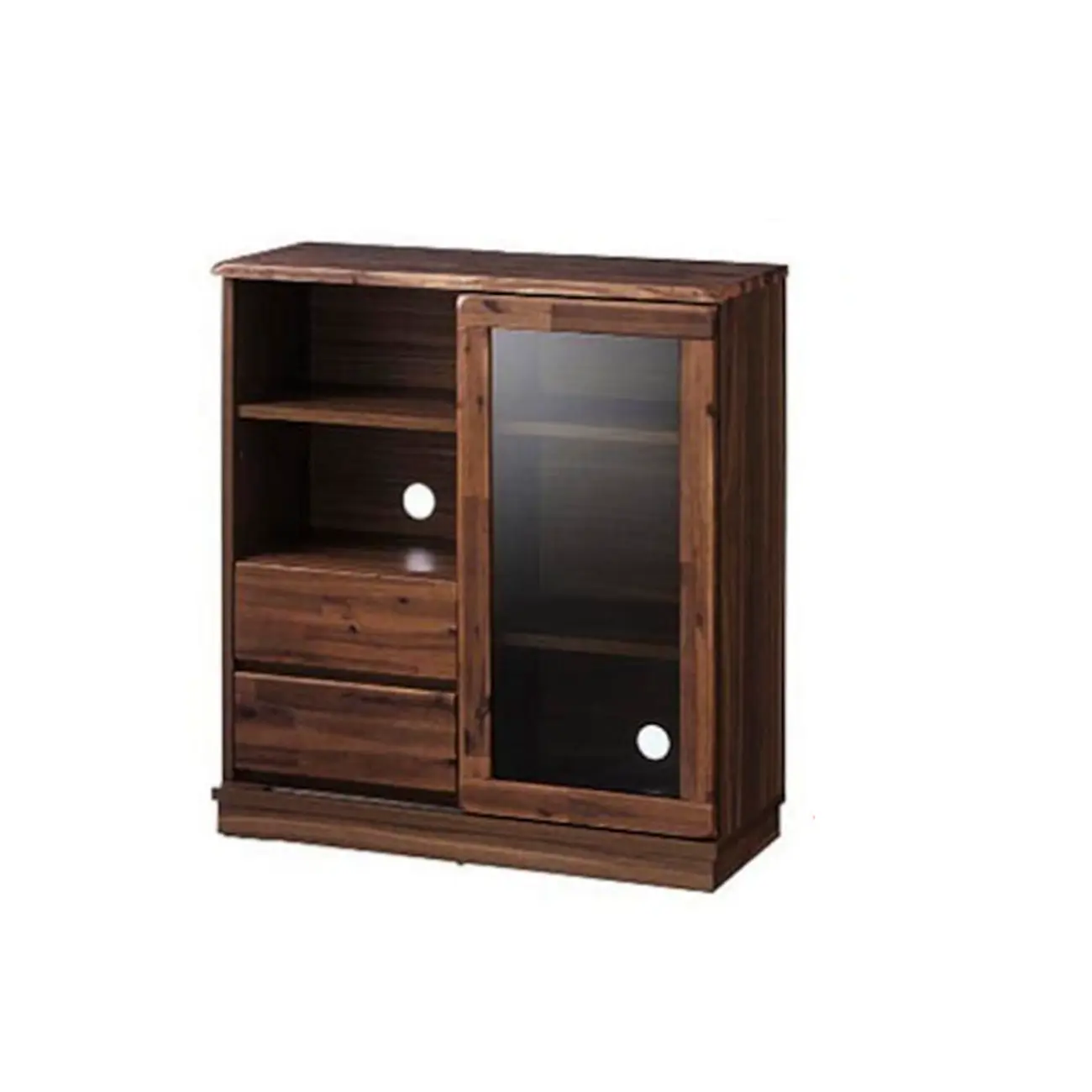 Brown Modern Wood Glass Display Cabinet with Storage
