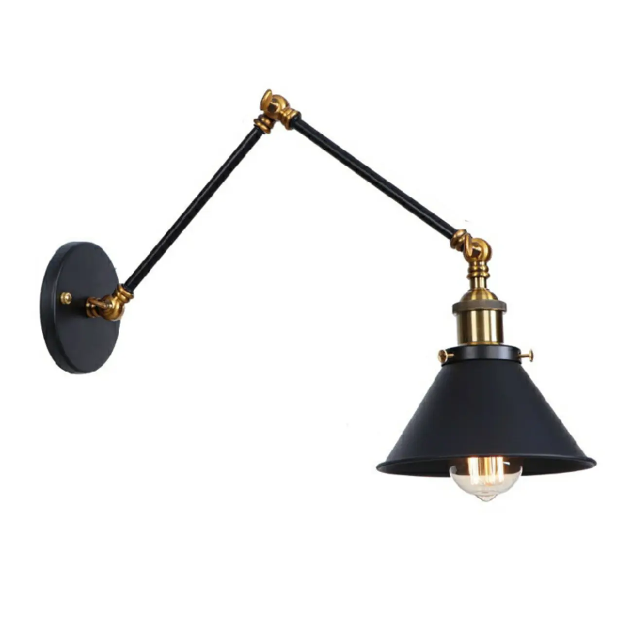 16-Inch Swing Arm Retro Metal Adjustable Wall Light