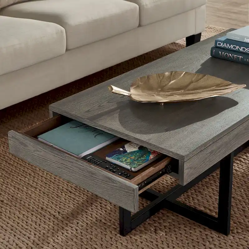 Eldersley Wood Finish Coffee Table with Two Drawers by iNSPIRE Q Modern
