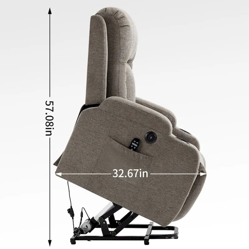 Power Lift Recliner with Massage, Lumbar Heating, USB Charging & Cup Holders, Modern Ergonomic Design